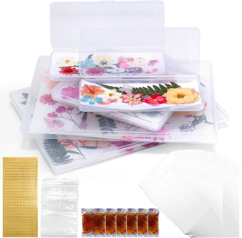 Aboofx 6PCS Dried Flower Storage Set with Blotting Paper, Ziplock Bag and Desiccant, Flower Preservation Kit - Good Seal, High Capacity to Keep Flowers Color and Dry (4pcs 6.5"x2.7" + 2pcs 10"x7") - Image 1